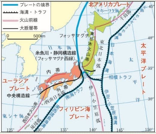 日本のプレート境界図