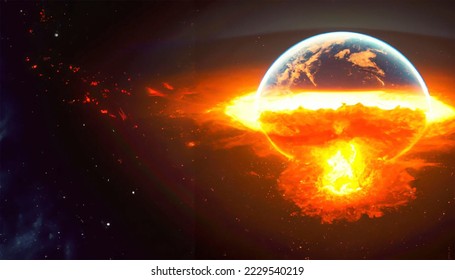 爆発する地球の3Dイメージ