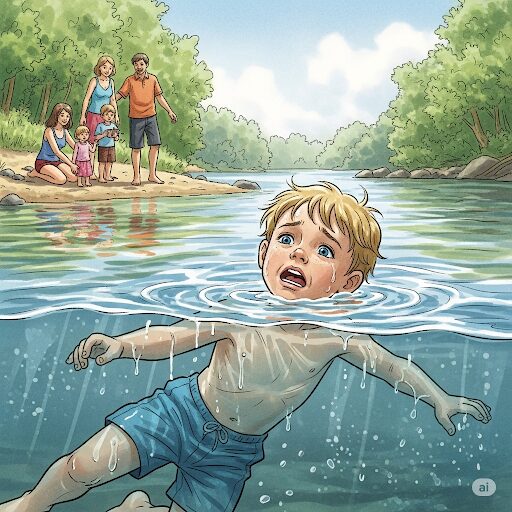 静かに溺れる子ども イラスト